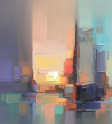 Pixelated Palette Knife Paintings Capture Energetic Cityscapes in Hazy Hues